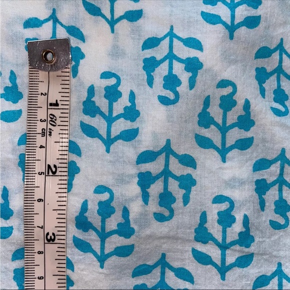 Madison Mathews Pillow Covers Set Of 2 Turquoise White Hand Block Print 12x12 - Picture 9 of 11